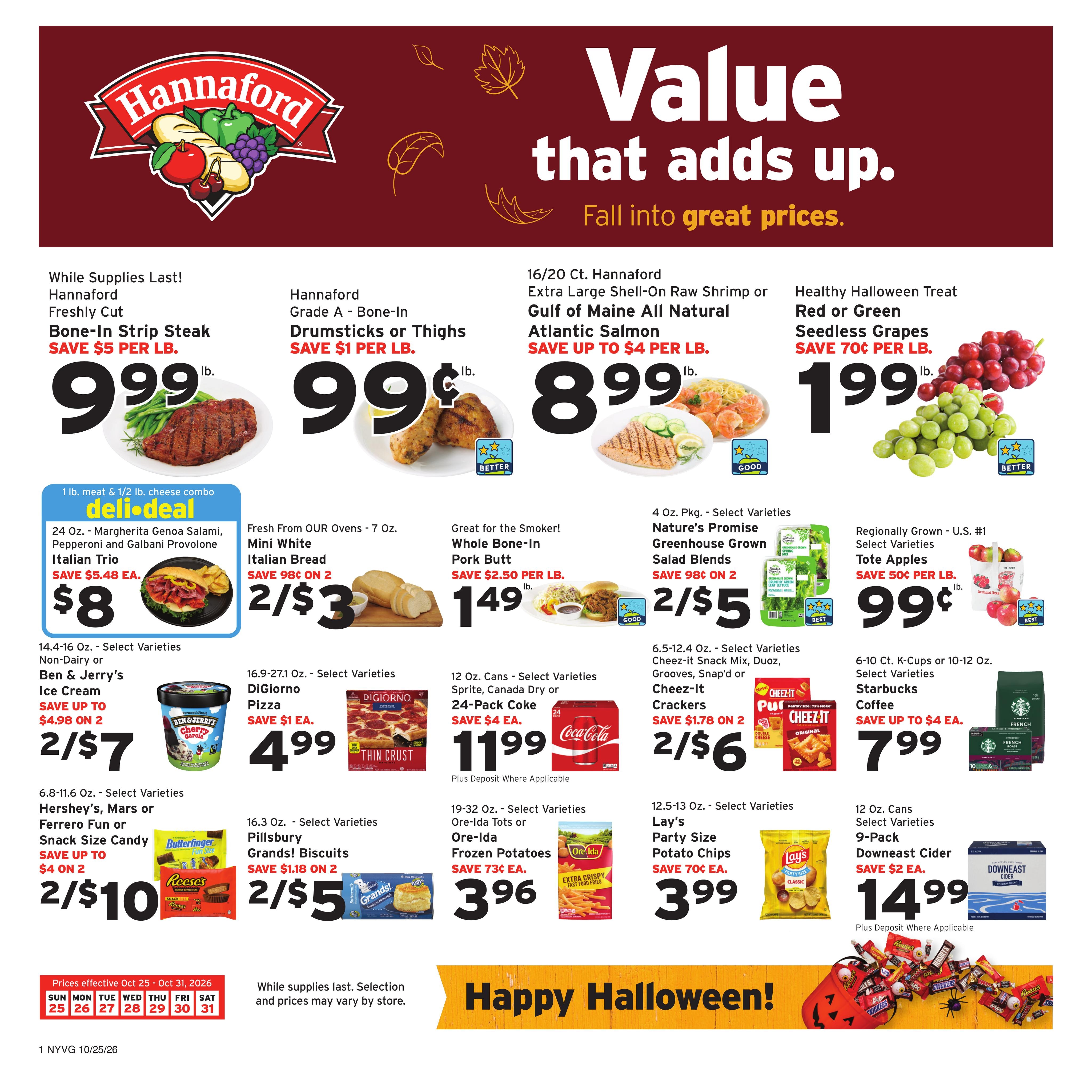 Hannaford (Clintondale Area, NY) Week 44 Flyer for Flipp Weekly Ad October 25 - 31, 2026