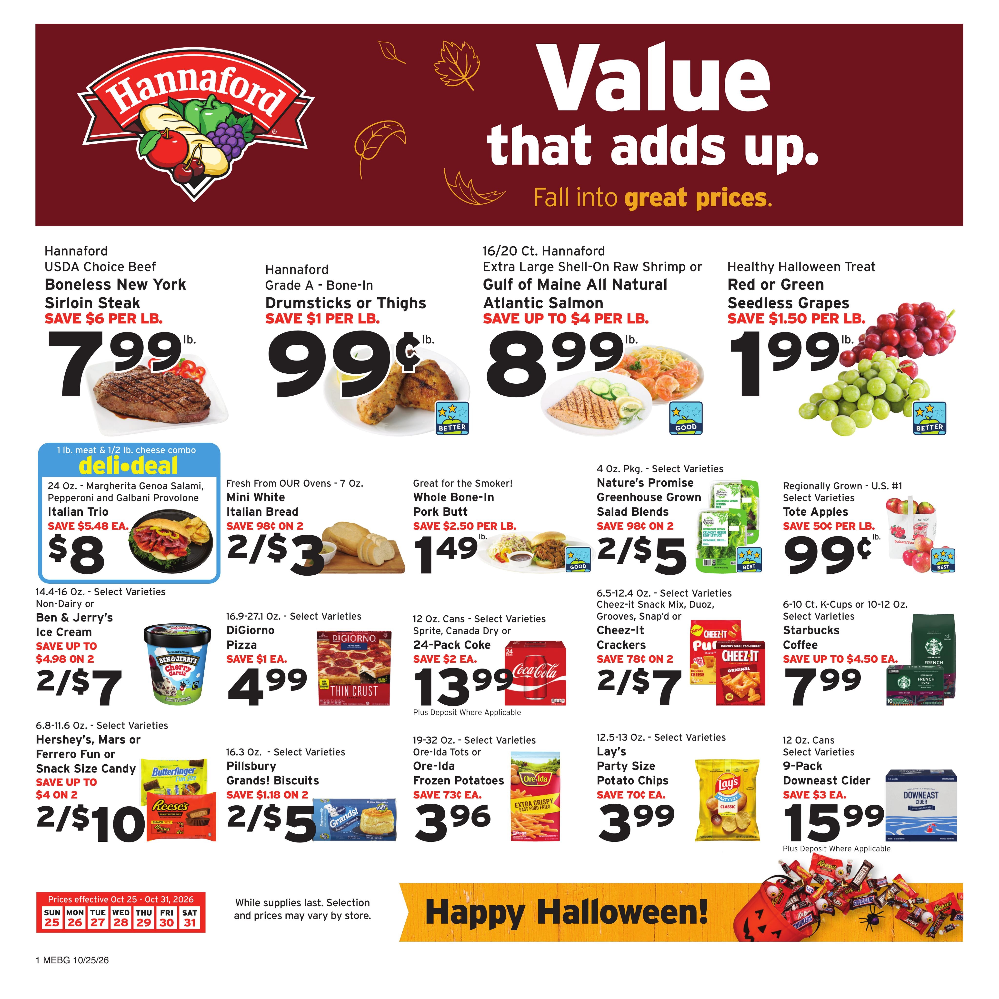 Hannaford (Augusta Area, ME) Week 44 Flyer for Flipp Weekly Ad October 25 - 31, 2026