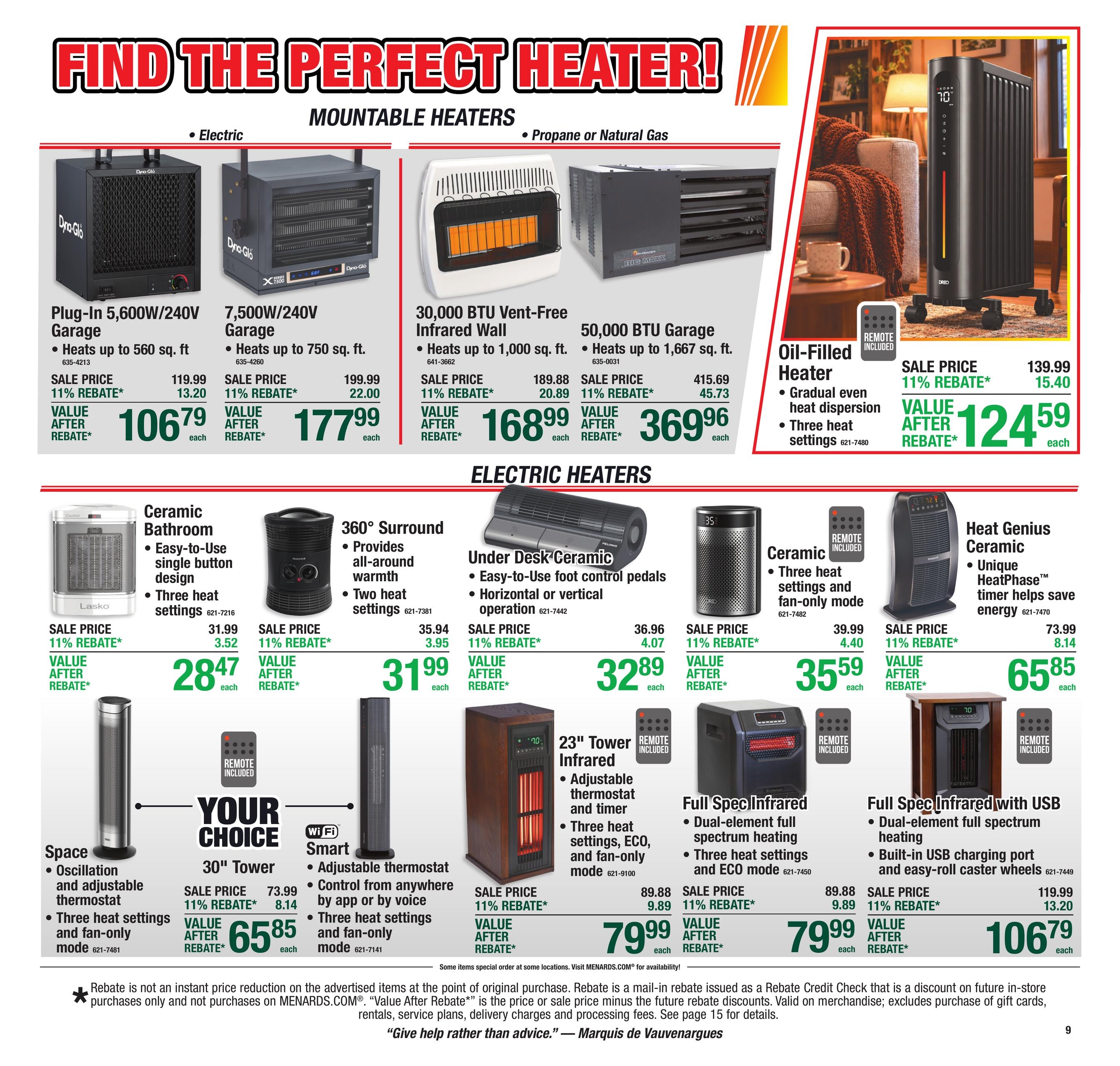 Menards (Brookville Area, IN) 11% Rebate Sale Weekly Ad October 28 - November 8, 2026