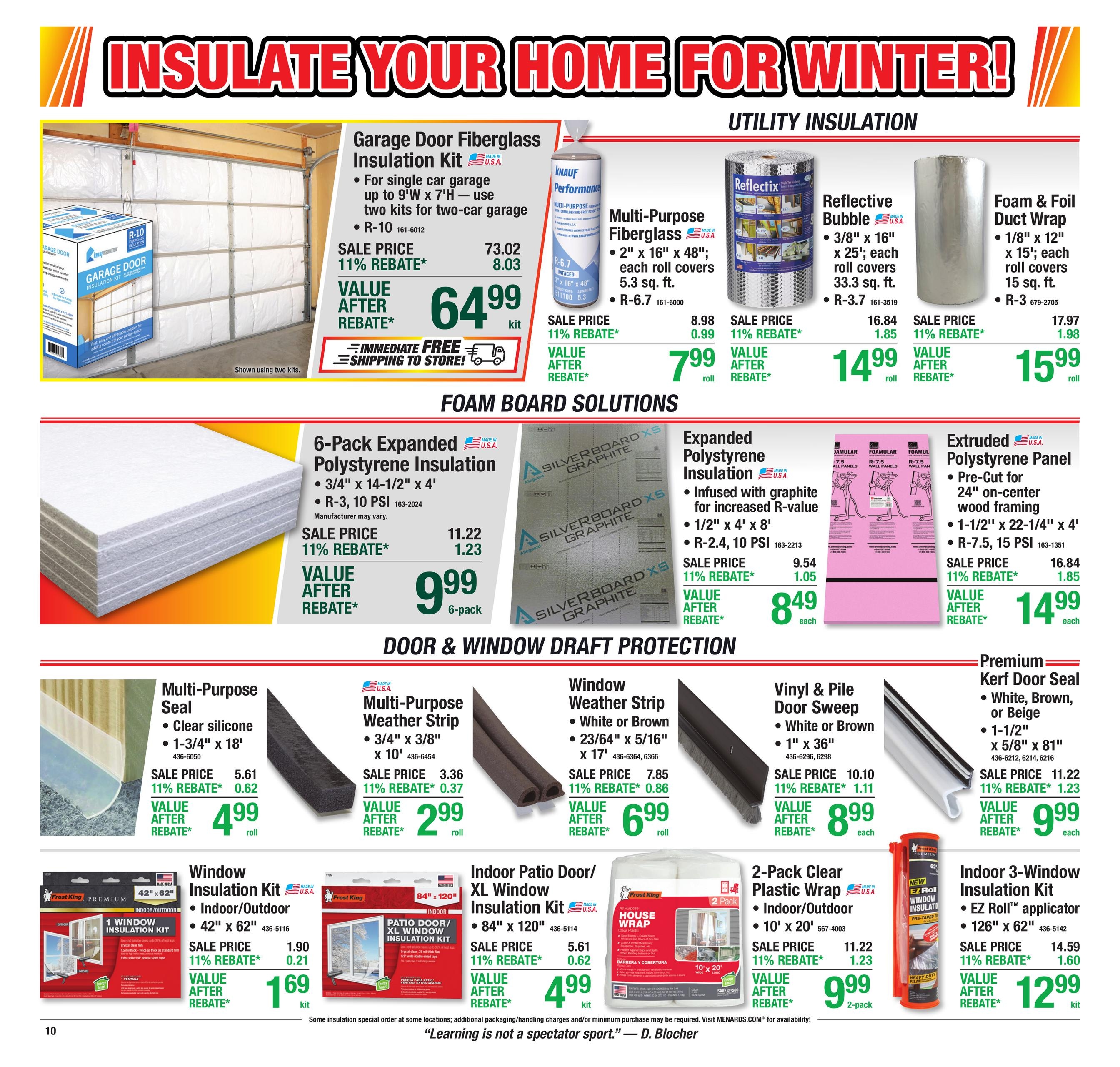 Menards (Brookville Area, IN) 11% Rebate Sale Weekly Ad October 28 - November 8, 2026