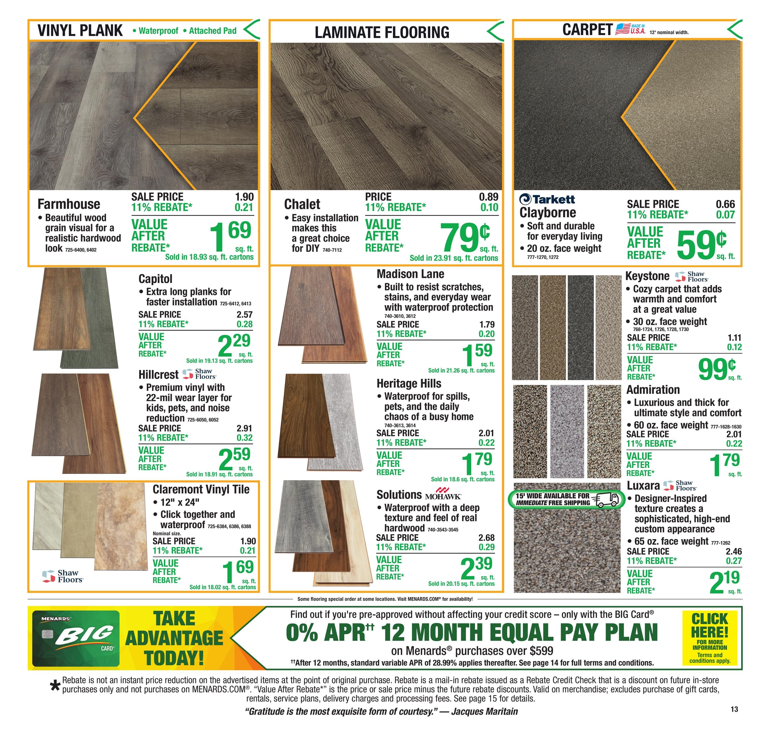 Menards (Brookville Area, IN) 11% Rebate Sale Weekly Ad October 28 - November 8, 2026