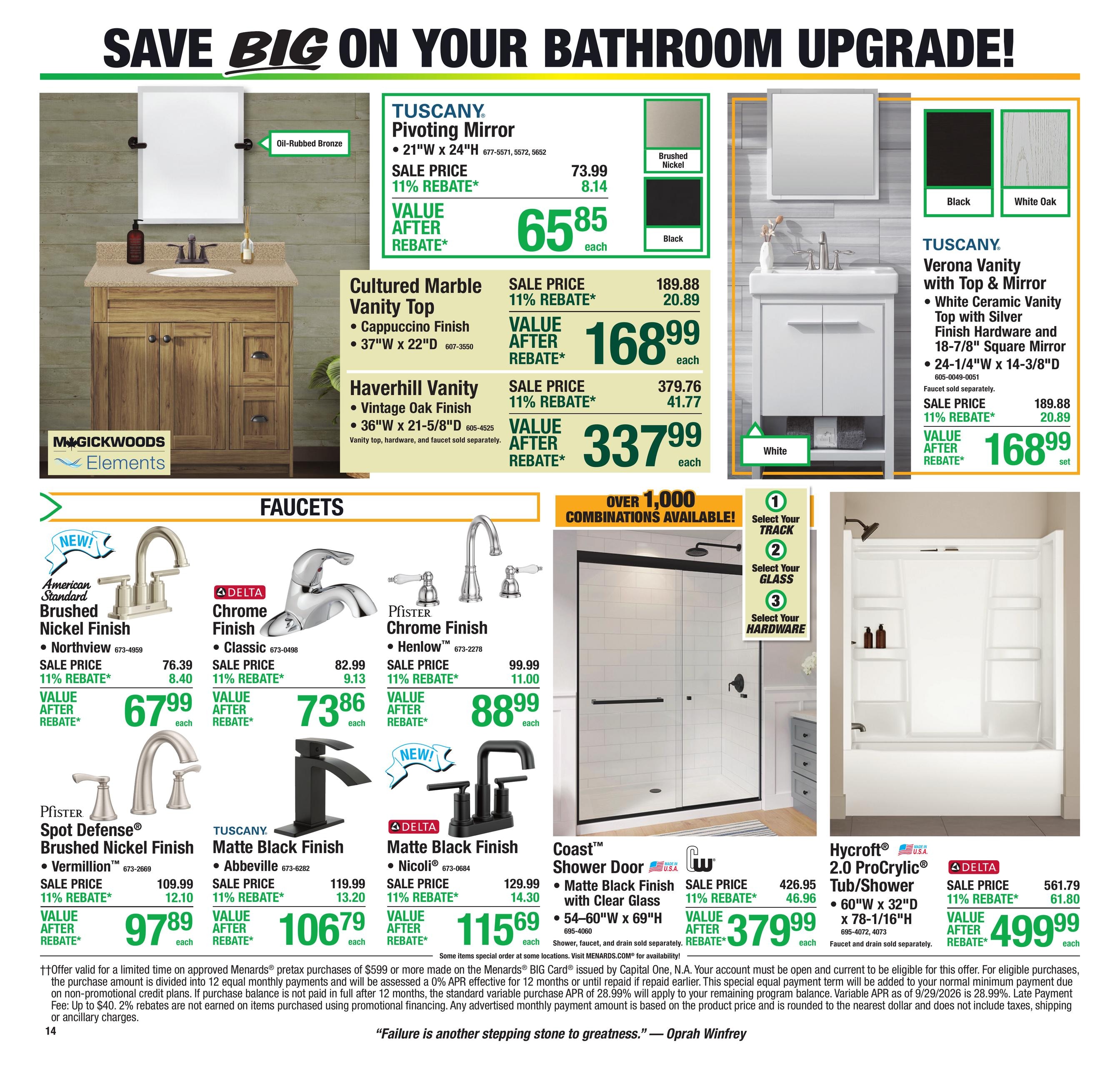 Menards (Brookville Area, IN) 11% Rebate Sale Weekly Ad October 28 - November 8, 2026