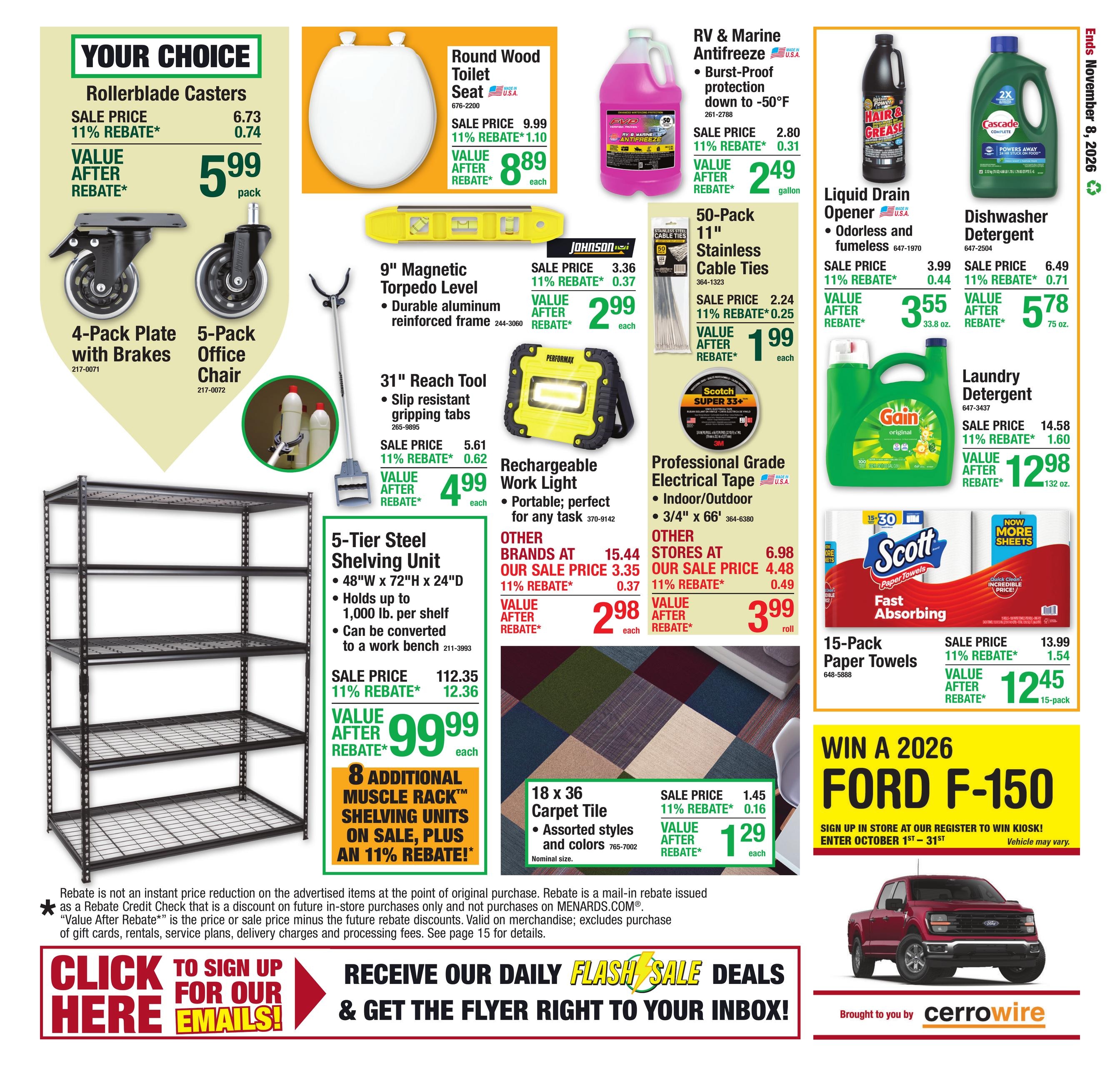Menards (Brookville Area, IN) 11% Rebate Sale Weekly Ad October 28 - November 8, 2026