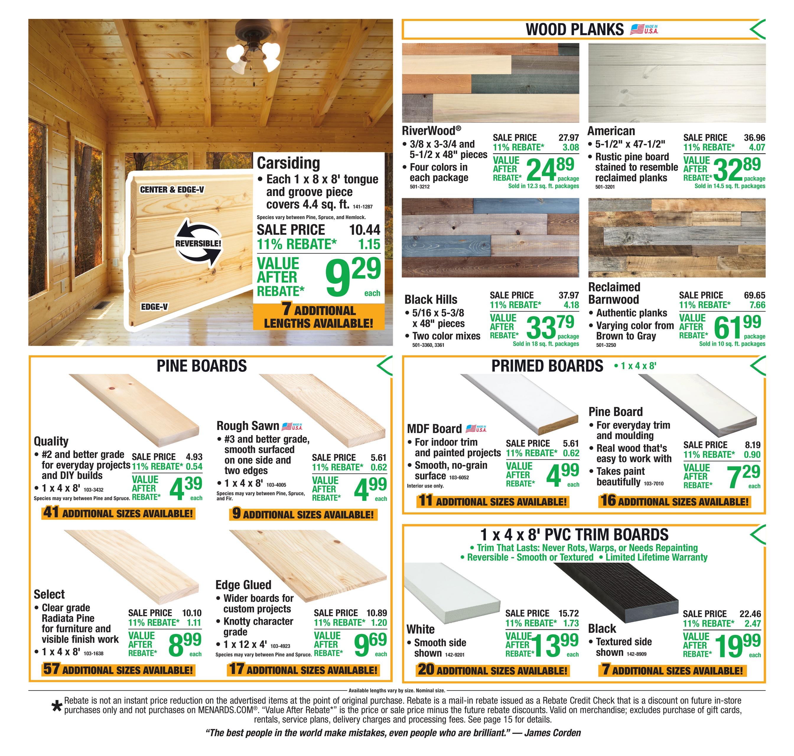 Menards (Brookville Area, IN) 11% Rebate Sale Weekly Ad October 28 - November 8, 2026