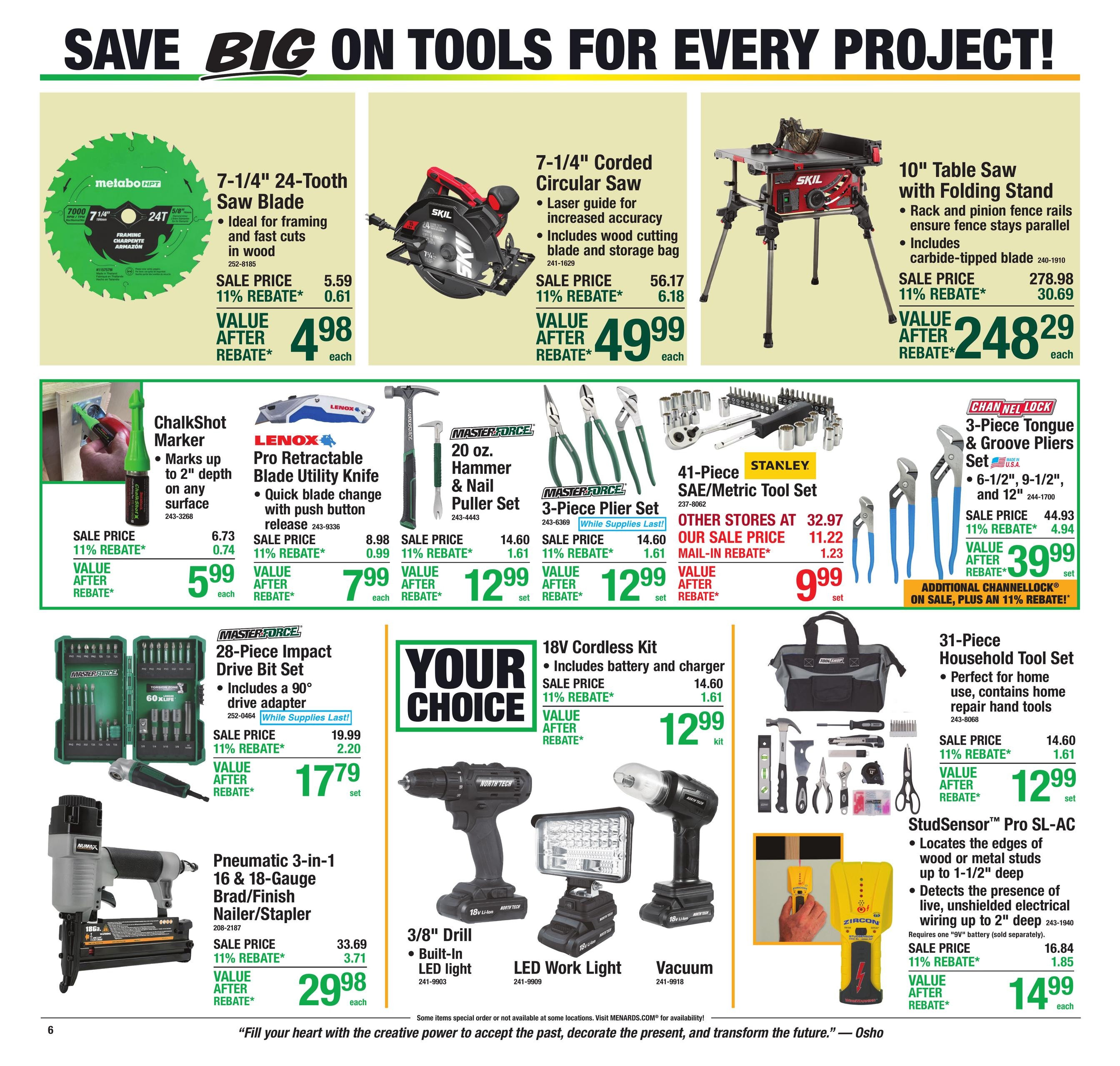 Menards (Brookville Area, IN) 11% Rebate Sale Weekly Ad October 28 - November 8, 2026