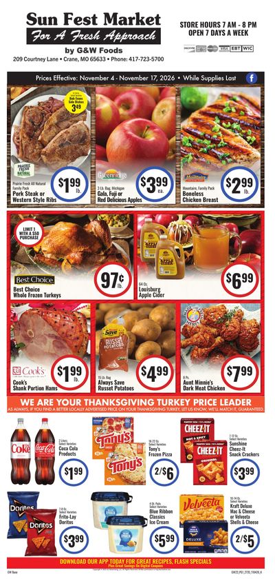 Sun Fest Market (Crane, MO) Weekly Ad November 4 - 17, 2026