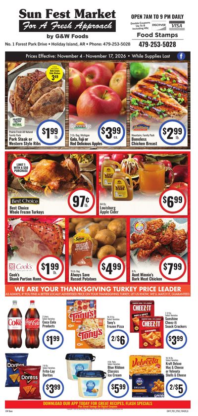 Sun Fest Market (Holiday Island, AR) Weekly Ad November 4 - 17, 2026