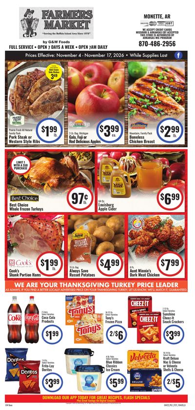 G&W Foods Farmers Market (Monette, AR) Weekly Ad November 4 - 17, 2026