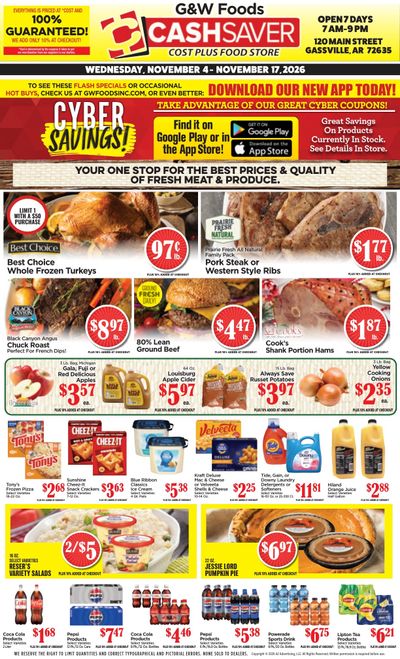 G&W Foods Cash Saver (Gassville, AR) Weekly Ad November 4 - 17, 2026