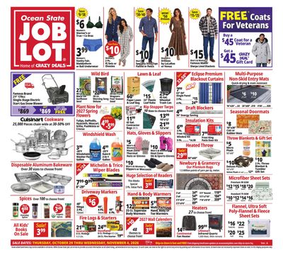 Ocean State Job Lot (Boston Area, MA) Weekly Ad October 29 - November 4, 2026