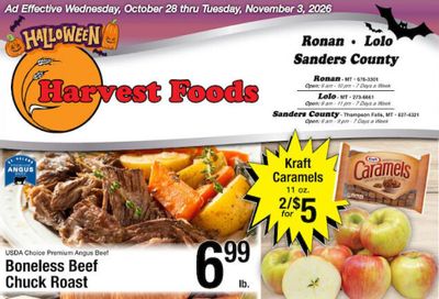 Harvest Foods (Grantsdale Area, MT) Weekly Ad October 28 - November 3, 2026