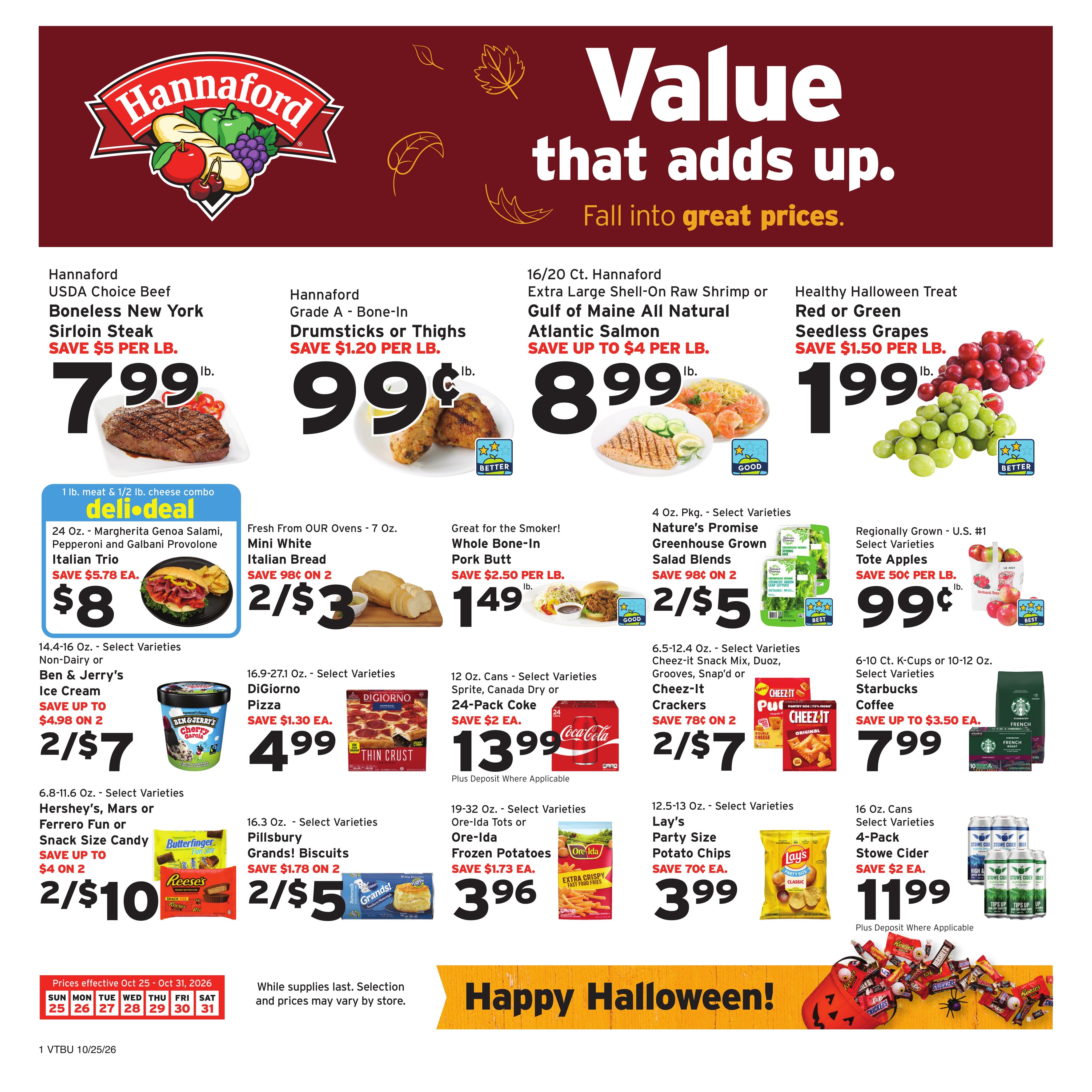 Hannaford (Montpelier-Saint Albans Area, VT) Week 44 Flyer for Flipp Weekly Ad October 25 - 31, 2026