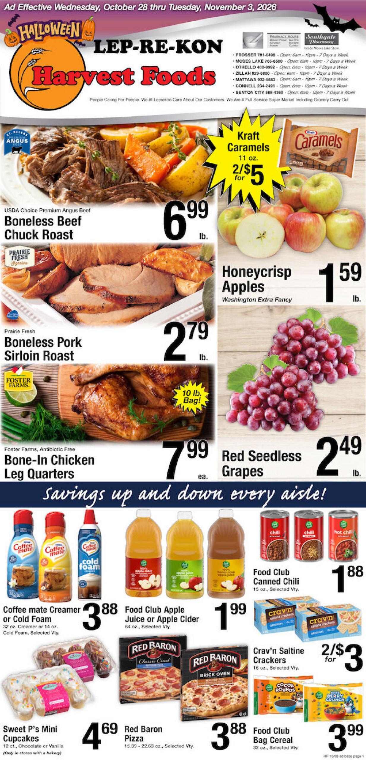 Harvest Foods (Wapato Area, WA) Weekly Ad October 28 - November 3, 2026