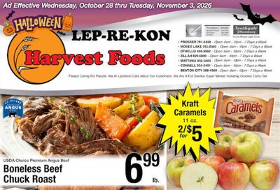 Harvest Foods (Wapato Area, WA) Weekly Ad October 28 - November 3, 2026