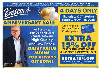 Boscov's Boscov’s Weekly Weekly Ad October 29 - November 4, 2026