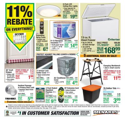 Menards (Toledo Area, OH) 11% Rebate Sale Weekly Ad October 29 - November 8, 2026