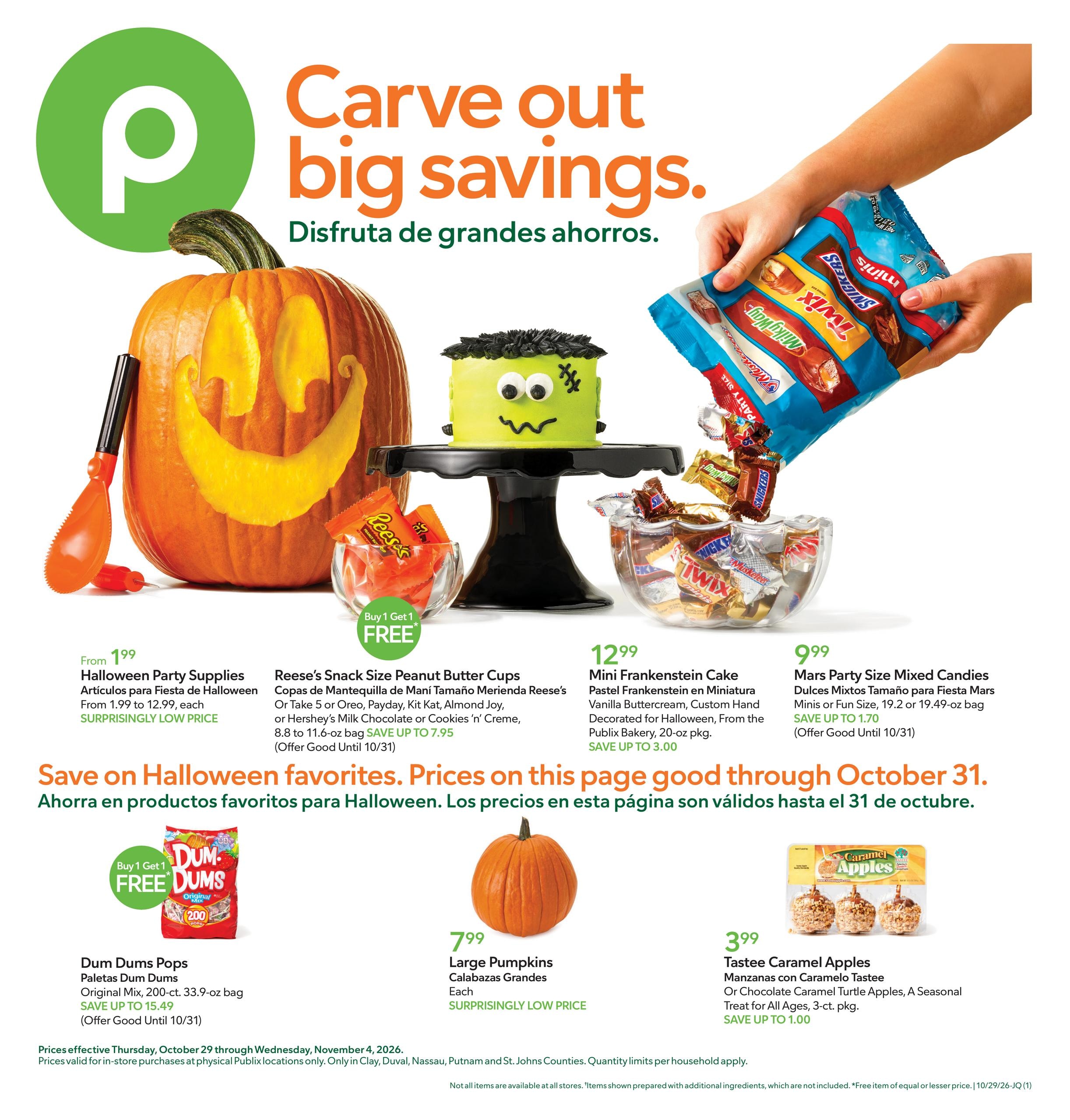 Publix (Jacksonville-Saint Augustine Area, FL) Anuncio Semanal Español Weekly Ad October 29 - November 4, 2026