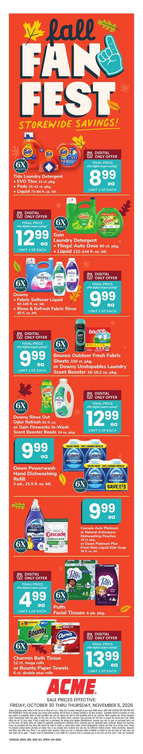 Acme Markets (Philadelphia Area, PA) Weekly Ad October 30 - November 5, 2026