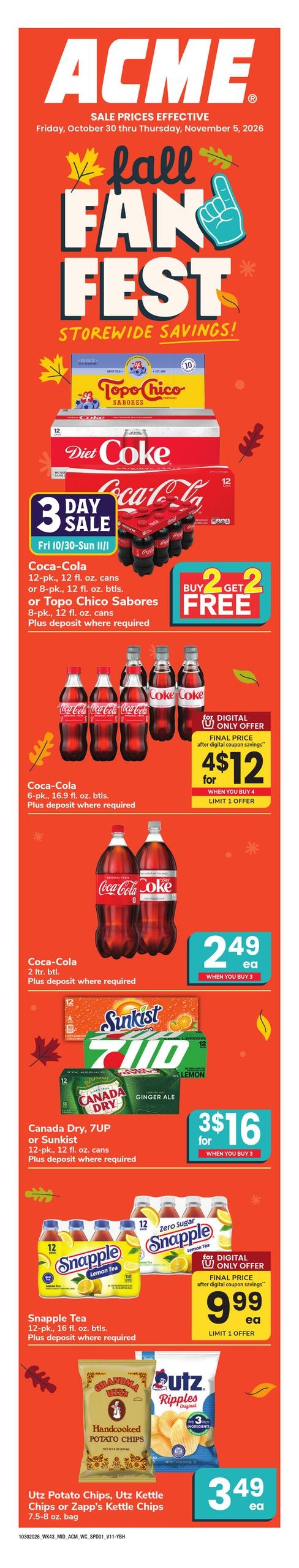 Acme Markets (Carle Place-Yonkers Area, NY) Weekly Ad October 30 - November 5, 2026