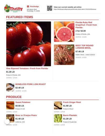 Thrifty Produce (Rockledge, FL) Weekly Ad October 29 - November 4, 2026