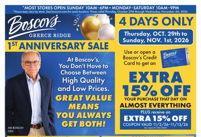 Boscov's (Rochester Area, NY) Boscov’s Weekly Weekly Ad October 29 - November 4, 2026
