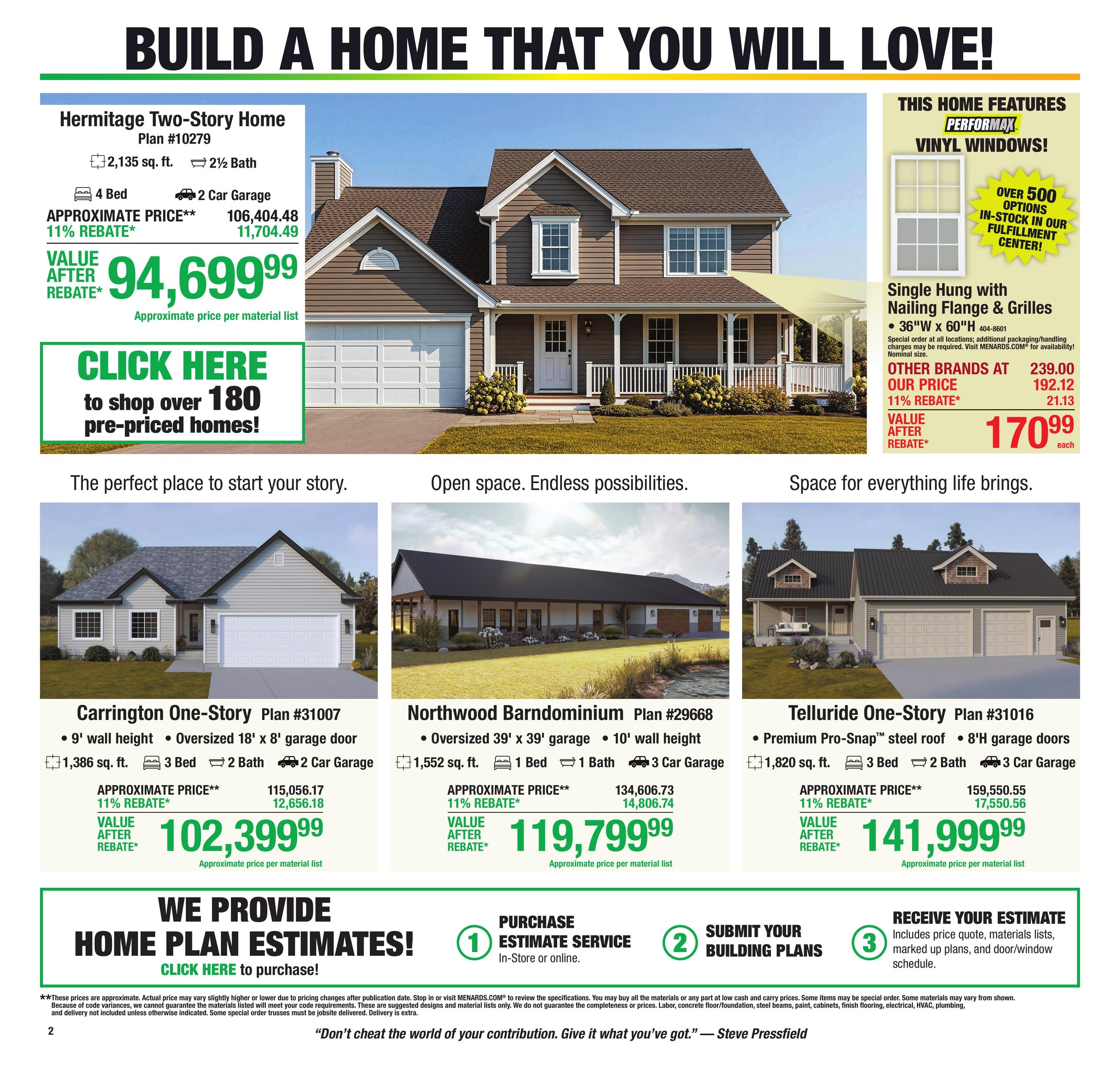 Menards (Atlanta-Traverse City Area, MI) 11% Rebate Sale Weekly Ad October 29 - November 8, 2026