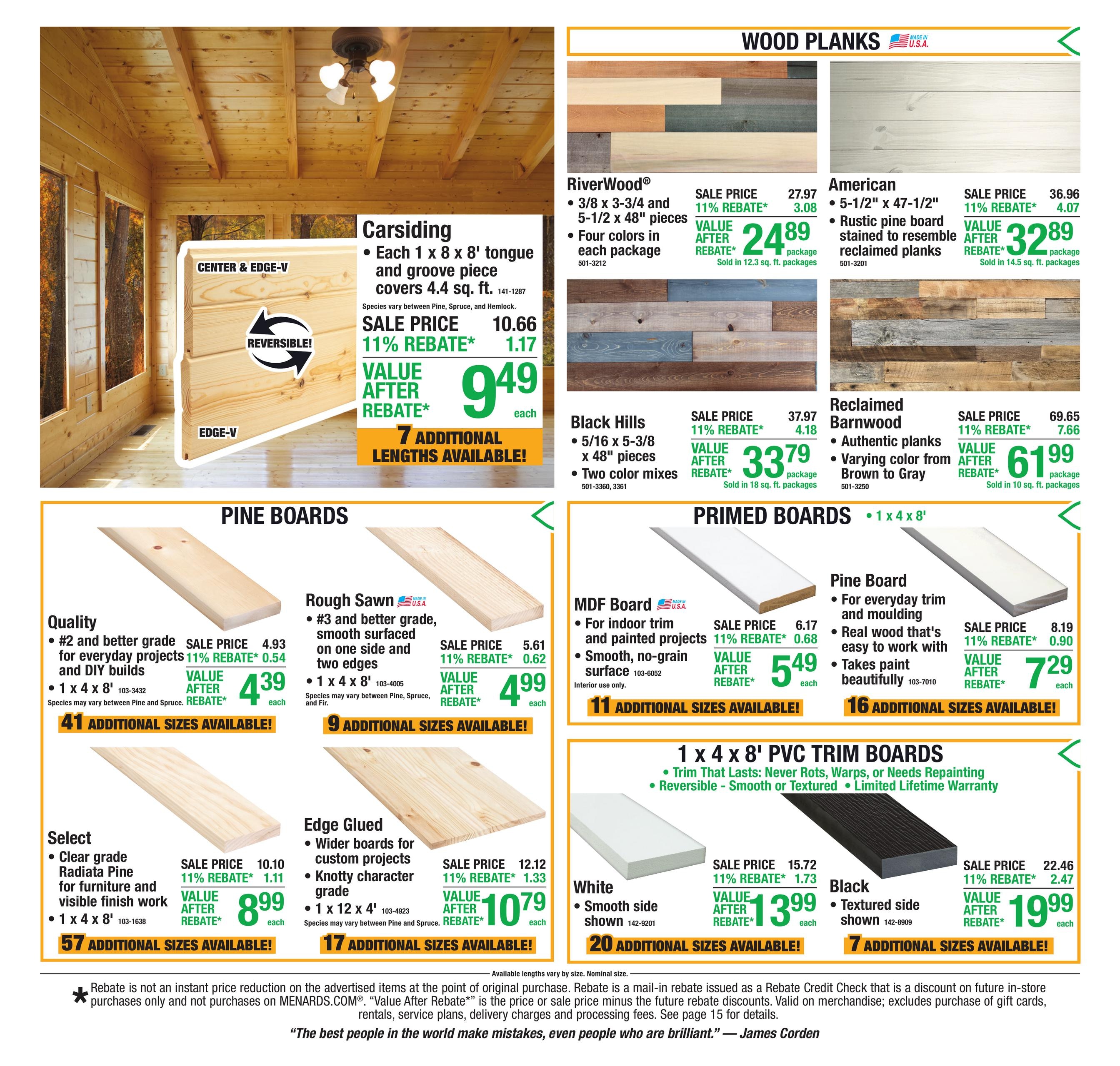 Menards (Atlanta-Traverse City Area, MI) 11% Rebate Sale Weekly Ad October 29 - November 8, 2026