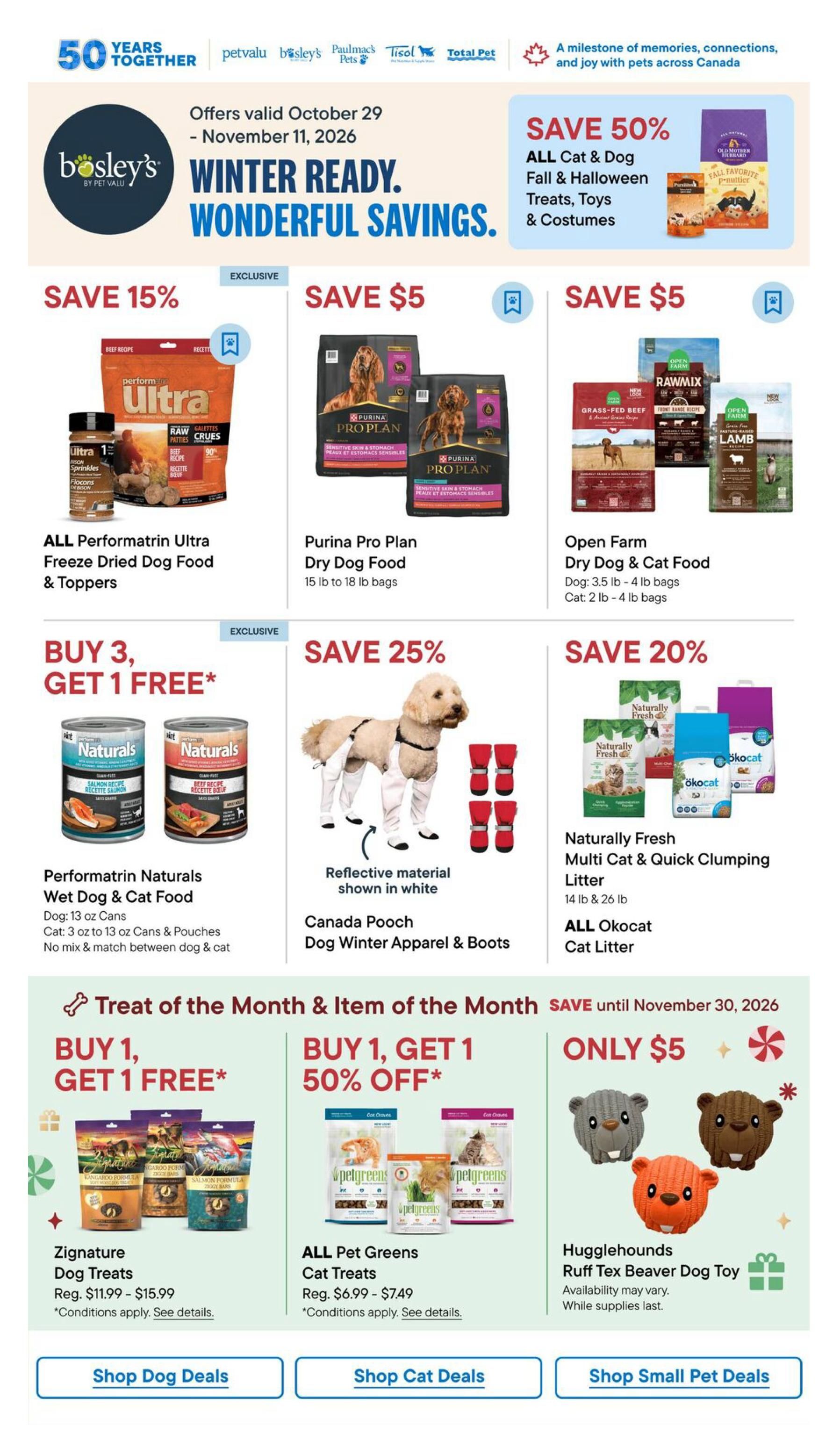 Bosley's by PetValu Flyer October 29 to November 11