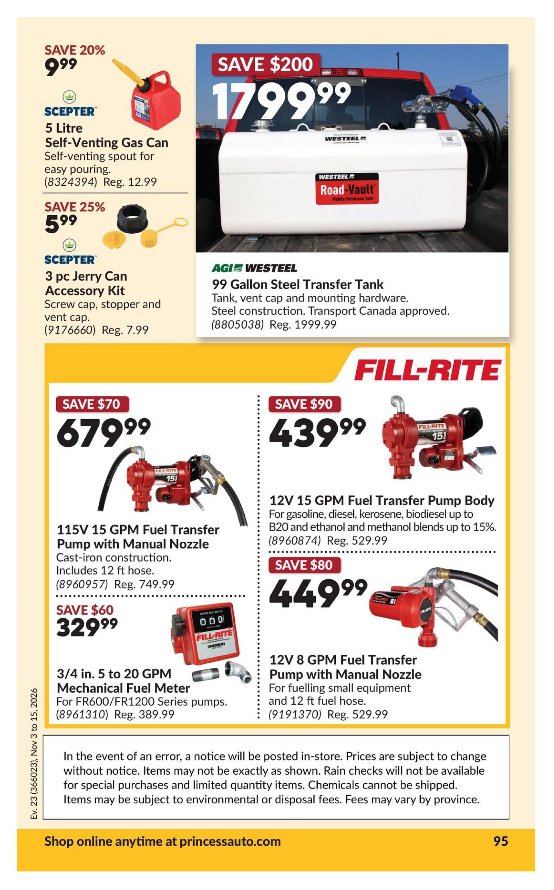 Princess Auto Flyer November 3 to 15