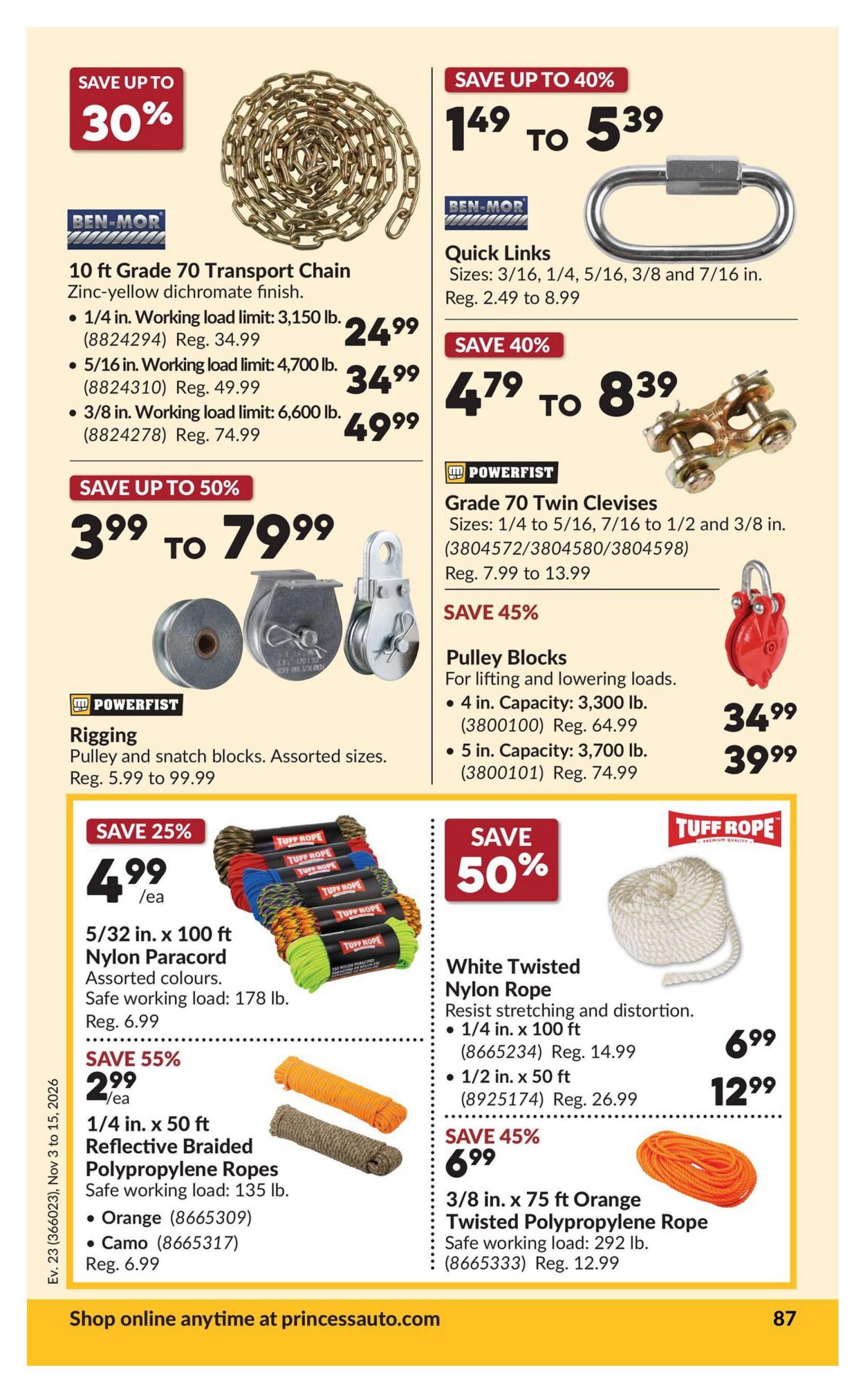 Princess Auto Flyer November 3 to 15