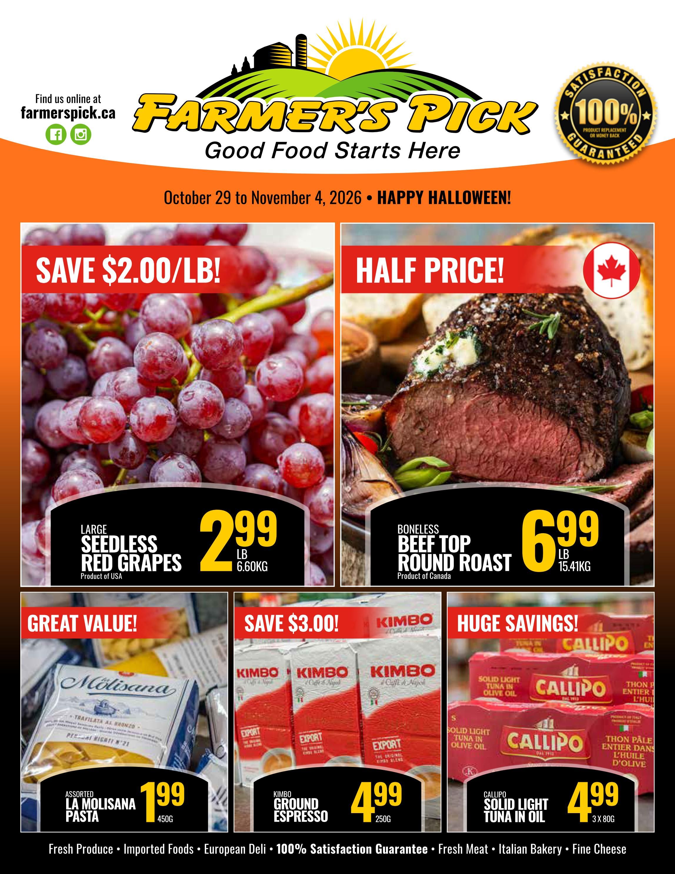Farmer's Pick Flyer October 29 to November 4