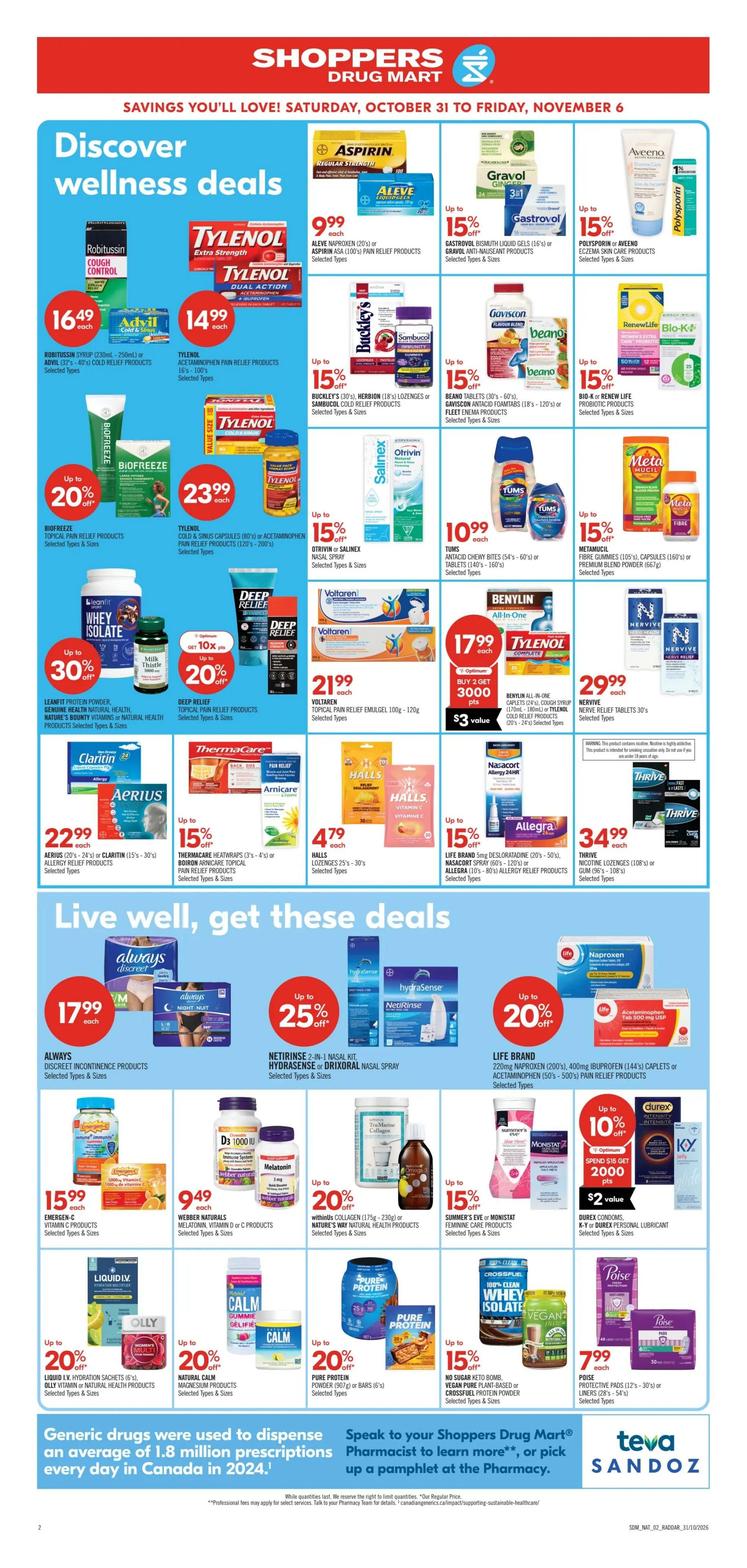 Shoppers Drug Mart (West) Flyer October 31 to November 6