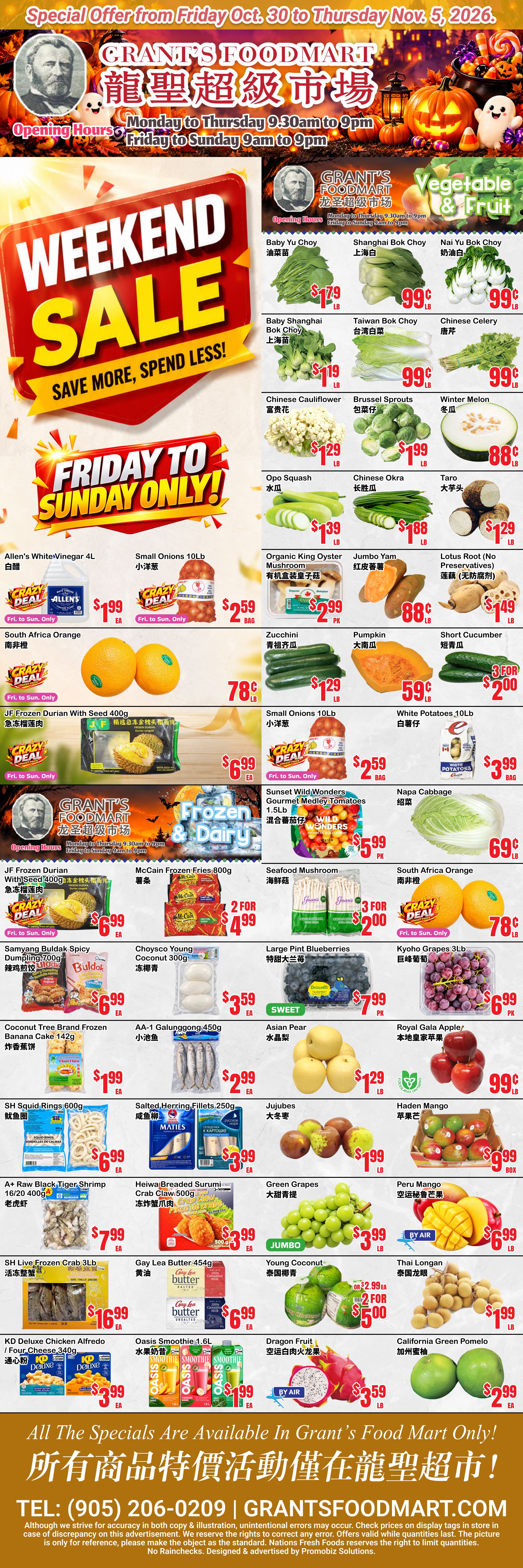 Grant's Food Mart Flyer October 30 to November 5