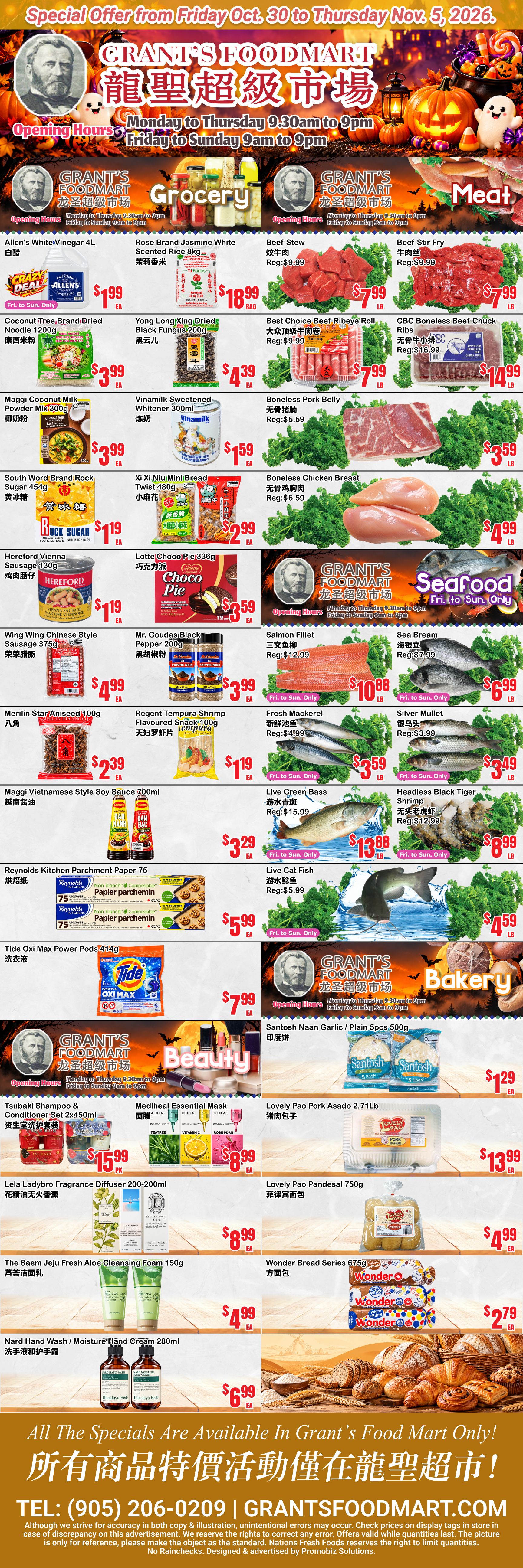 Grant's Food Mart Flyer October 30 to November 5