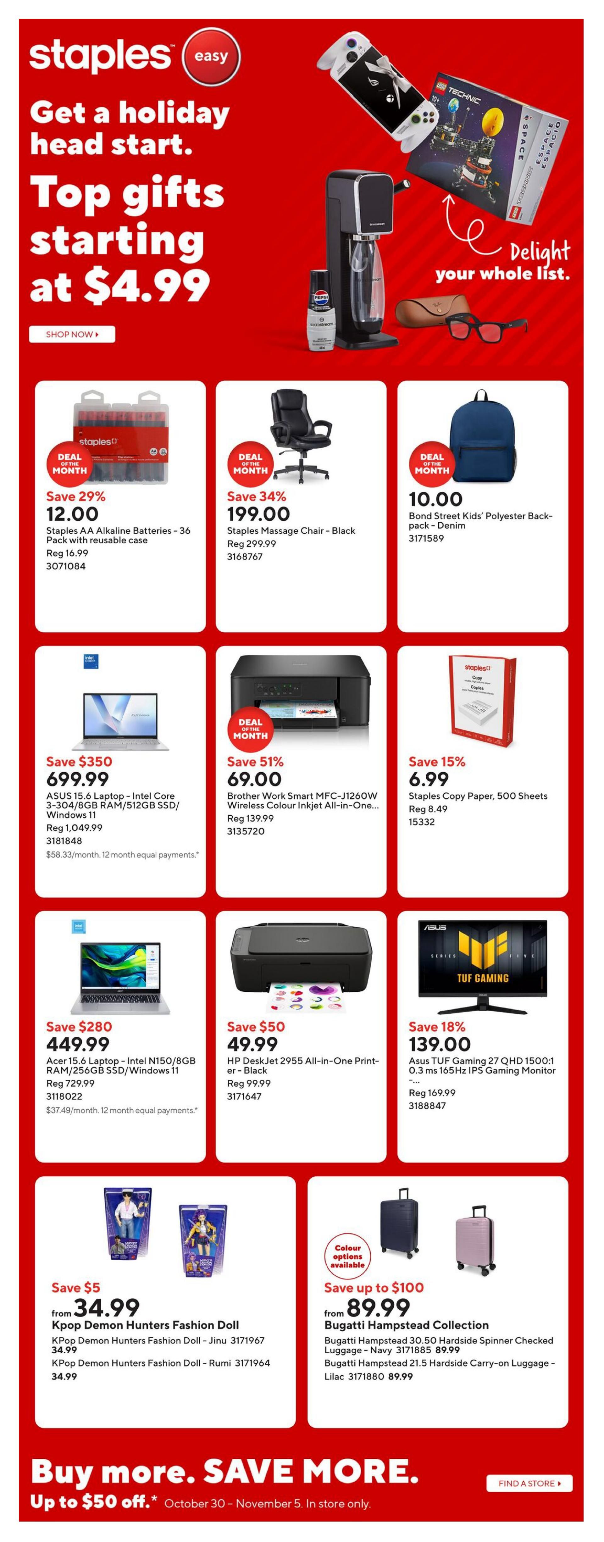 Staples Flyer October 30 to November 5