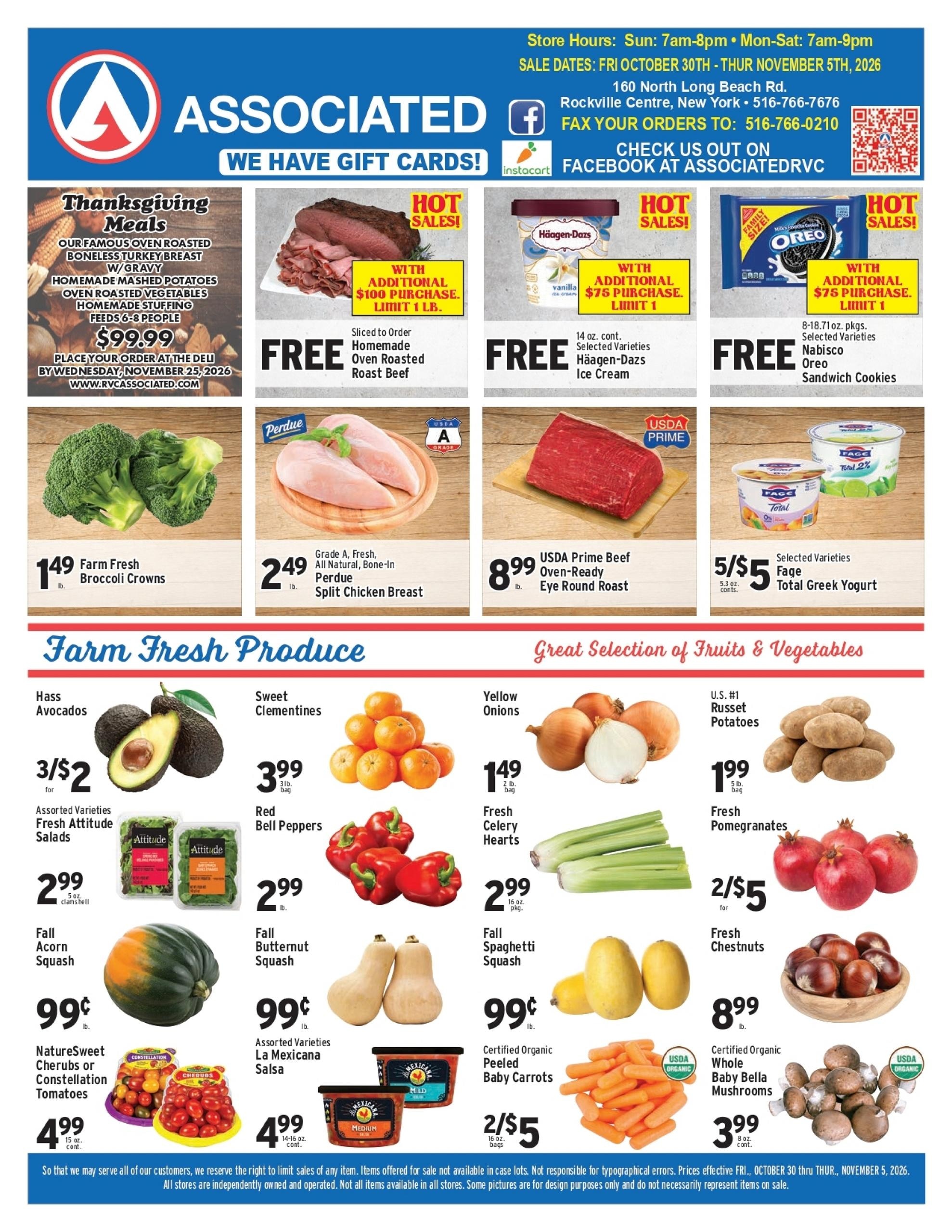 Associated Supermarkets (Carle Place Area, NY) Weekly Ad October 30 - November 5, 2026