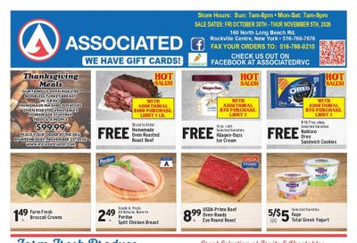 Associated Supermarkets (Carle Place Area, NY) Weekly Ad October 30 - November 5, 2026