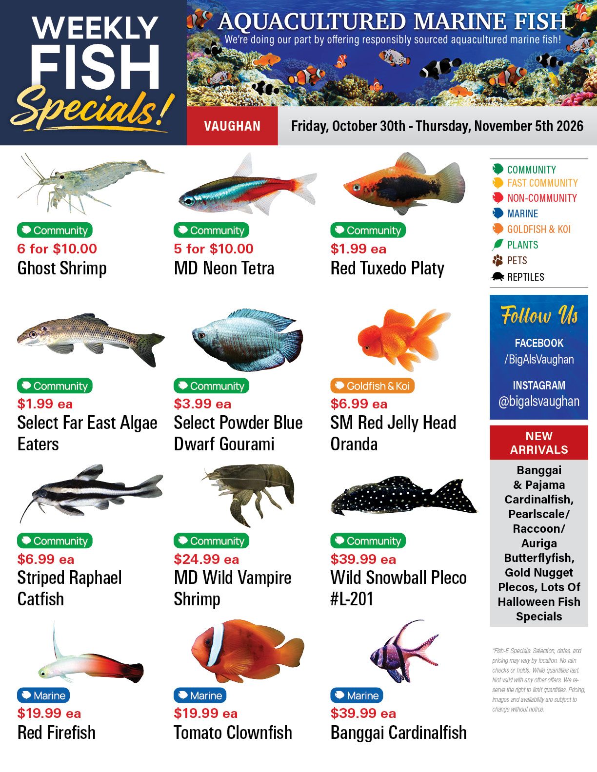 Big Al's (Vaughan) Weekly Specials October 30 to November 5
