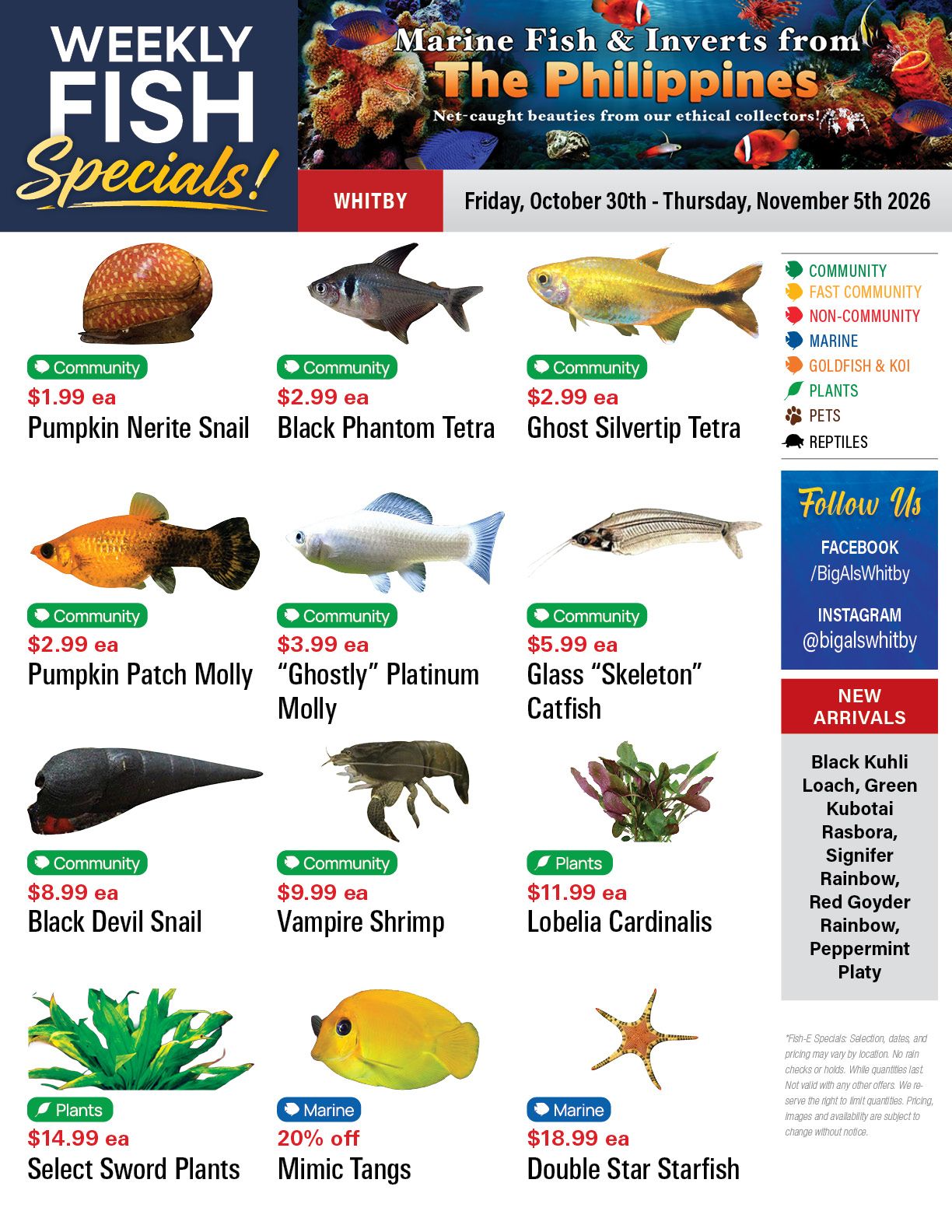 Big Al's (Whitby) Weekly Specials October 30 to November 5