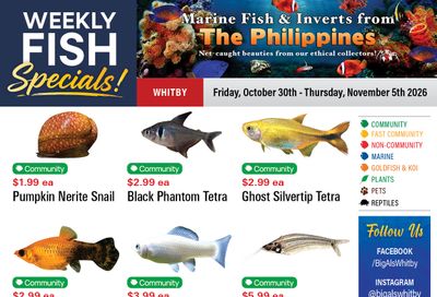 Big Al's (Whitby) Weekly Specials October 30 to November 5