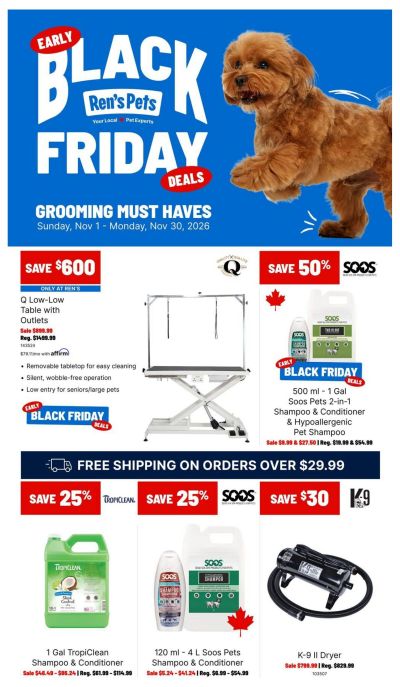 Ren's Pets Grooming Must Haves Flyer November 1 to 30