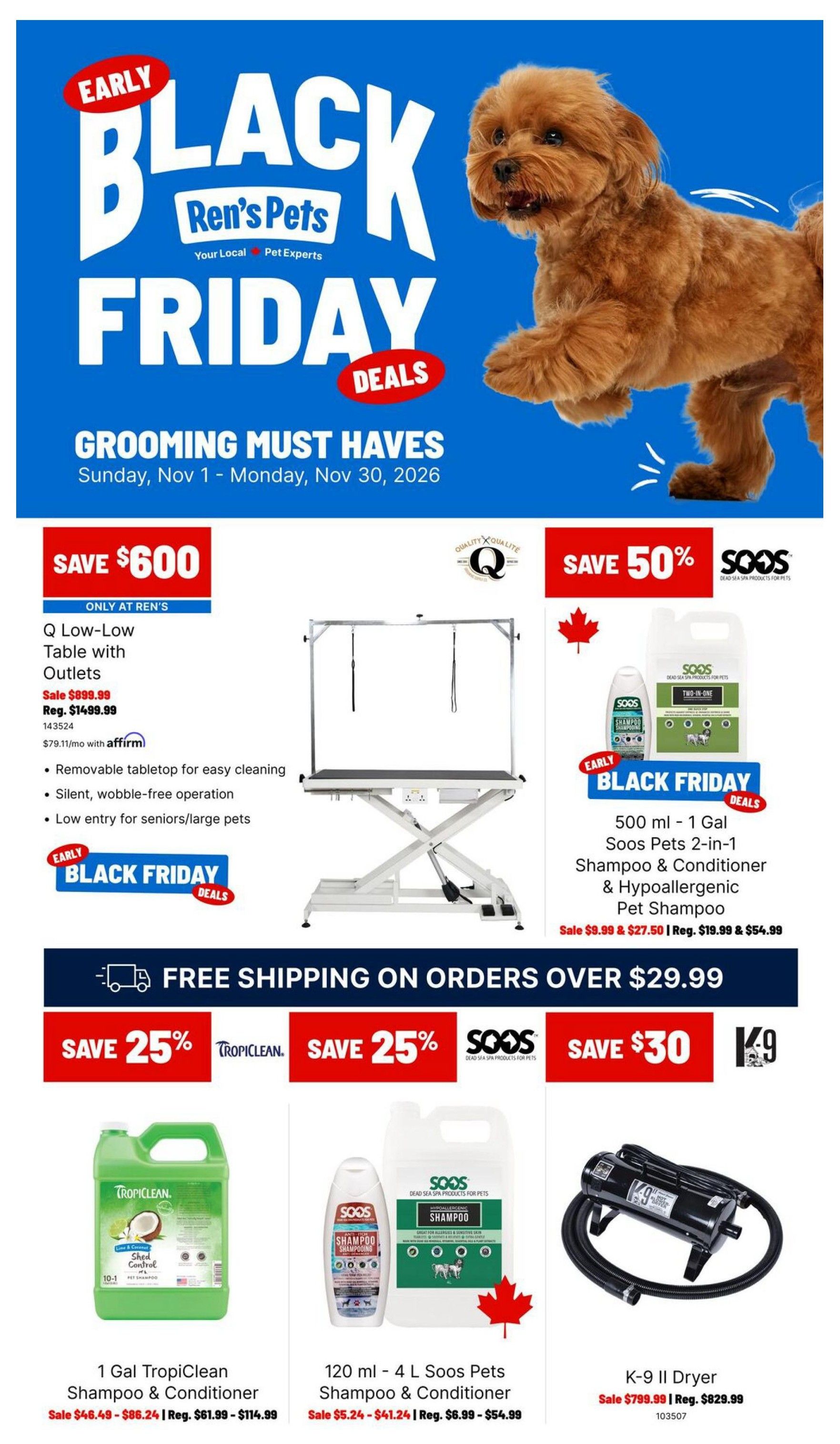 Ren's Pets Grooming Must Haves Flyer November 1 to 30