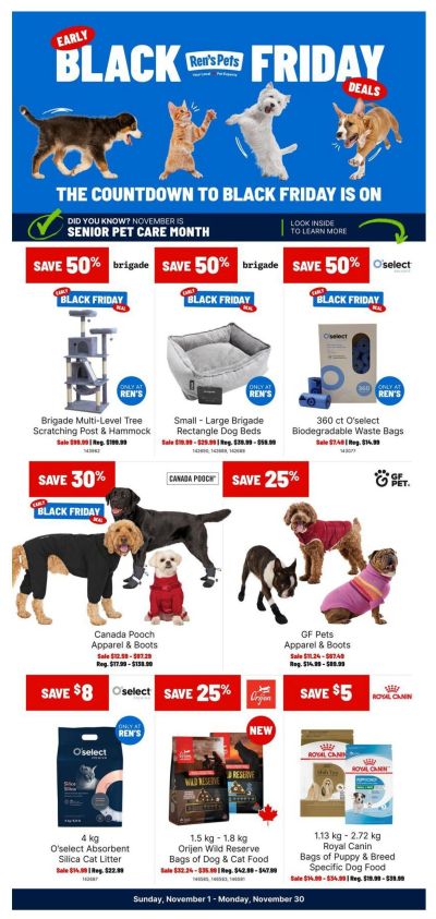 Ren's Pets Monthly Flyer November 1 to 30