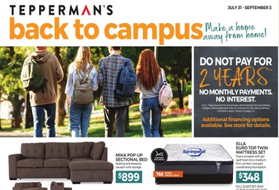 Tepperman's Back to Campus Flyer July 31 to September 3