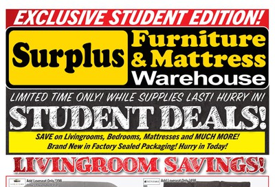 Surplus Furniture & Mattress Warehouse (Sydney) Flyer August 4 to September 7