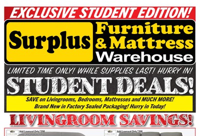 Surplus Furniture & Mattress Warehouse (St. Catharines) Flyer August 4 to September 7