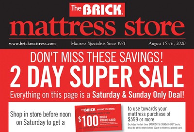 The Brick Mattress Store Flyer August 11 to 23
