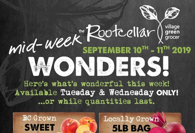 The Root Cellar Mid-Week Flyer September 10 and 11