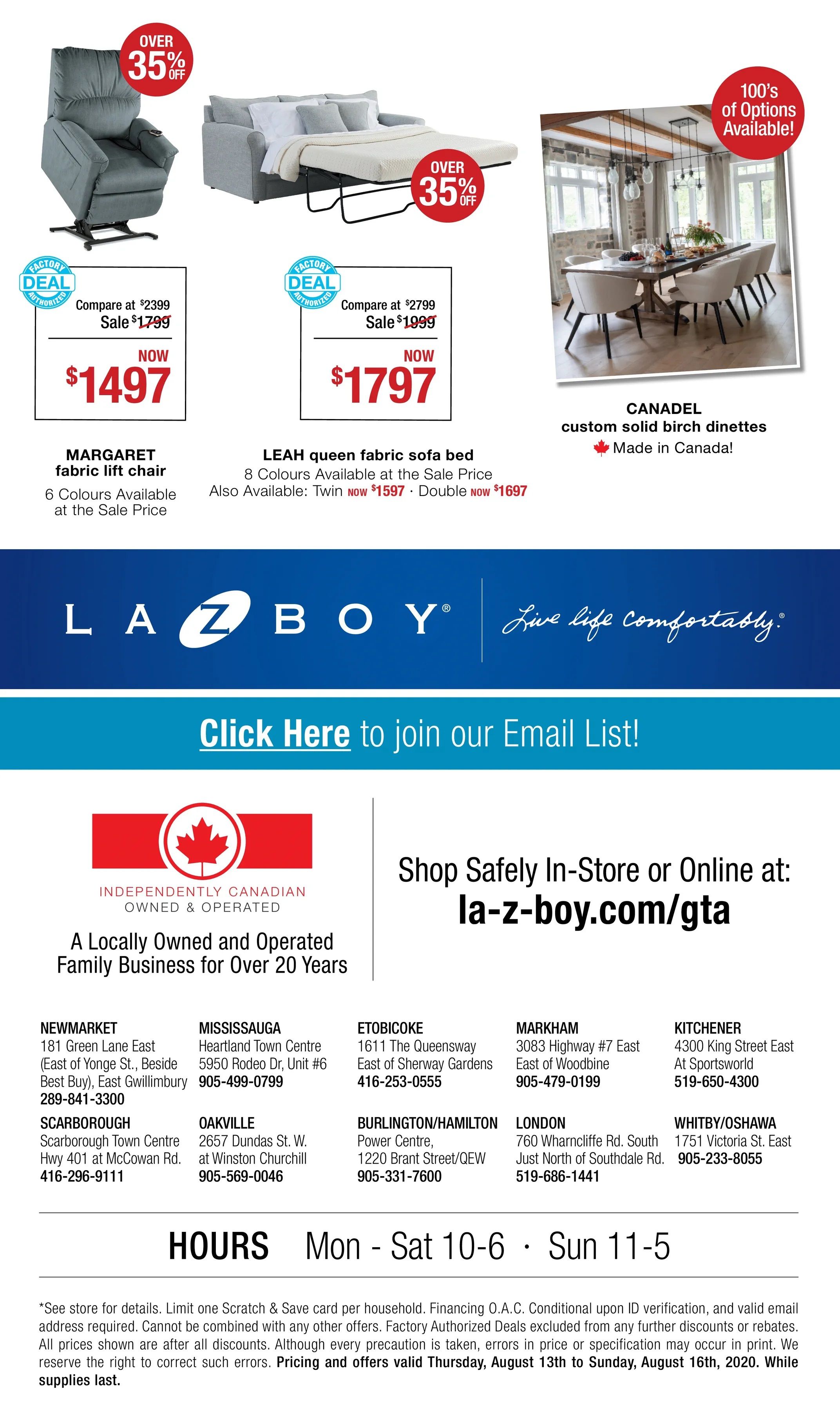 La-Z-Boy (GTA) Flyer August 13 to 16