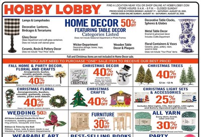 Hobby Lobby Weekly Ad August 16 to August 22